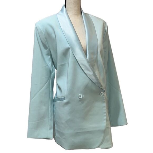 FTF Gabrielle Union Satin-Trim Single-Breasted Blazer - Picture 3 of 13
